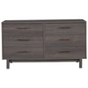 6 Drawer Contemporary Wooden Dresser with Metal Bar Handles Gray By Casagear Home BM227065