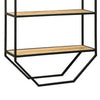 4 Tier Wooden Wall Shelf with Octagonal Open Metal Frame Black By Casagear Home BM227144