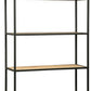 4 Tier Wooden Wall Shelf with Octagonal Open Metal Frame Black By Casagear Home BM227144