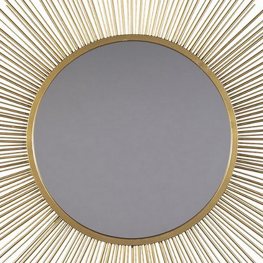 Round Accent Mirror with Sunburst Design Gold and Silver By Casagear Home BM227147