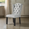 Button Tufted Fabric Upholstered Side Chair with Wooden Legs,Set of 2 Gray By Casagear Home BM227171