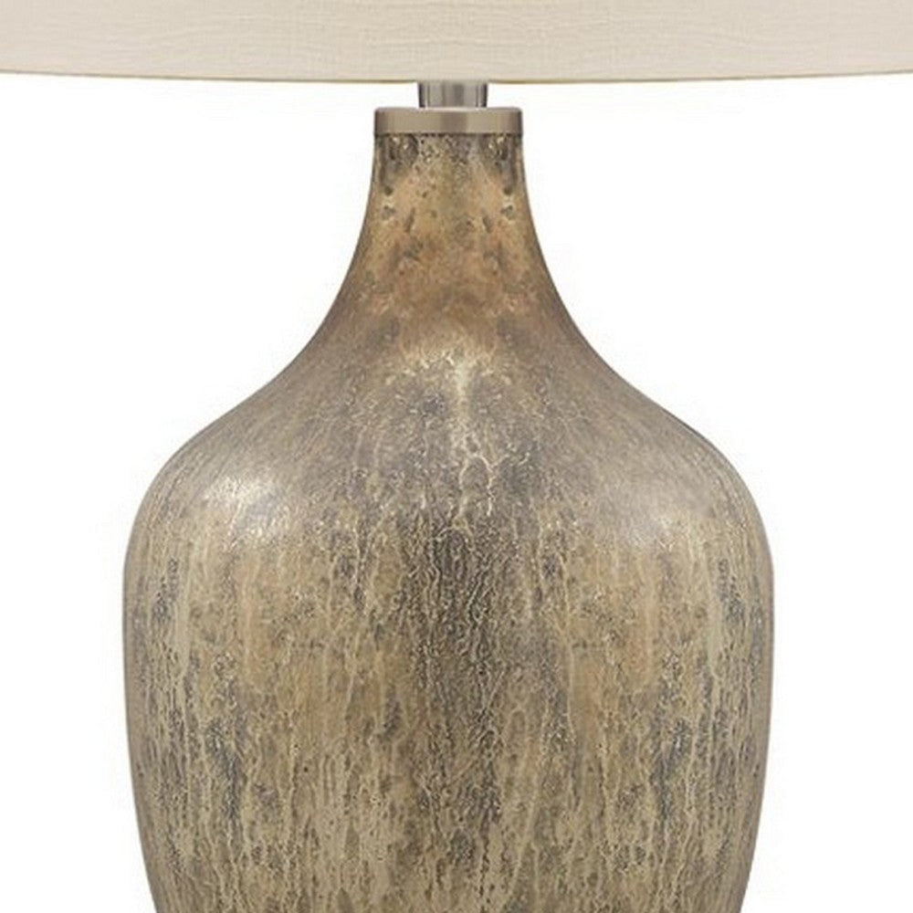 Mercury Glass Table Lamp with Drum Shade Gold and Beige By Casagear Home BM227212