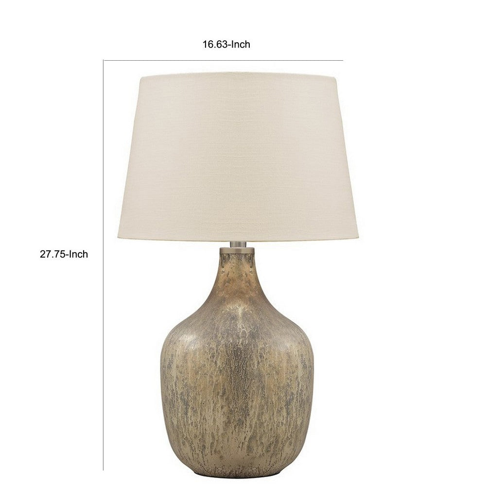 Mercury Glass Table Lamp with Drum Shade Gold and Beige By Casagear Home BM227212