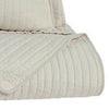 3 Piece Fabric King Coverlet Set with Stitched Ribbing Texture Cream By Casagear Home BM227249