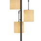 3 Light Lantern Design Metal Floor Lamp with Fabric Shades Black and Beige By Casagear Home BM227286