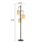 3 Light Lantern Design Metal Floor Lamp with Fabric Shades Black and Beige By Casagear Home BM227286