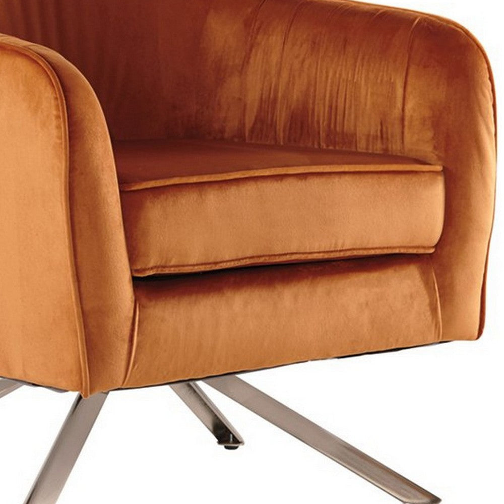 Polyester Upholstered Swivel Accent Chair with Welt Trim Orange By Casagear Home BM227415