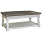 Plank Style Wood Coffee Table Spring Lift Top Vintage White Weathered Gray By Casagear Home BM227511