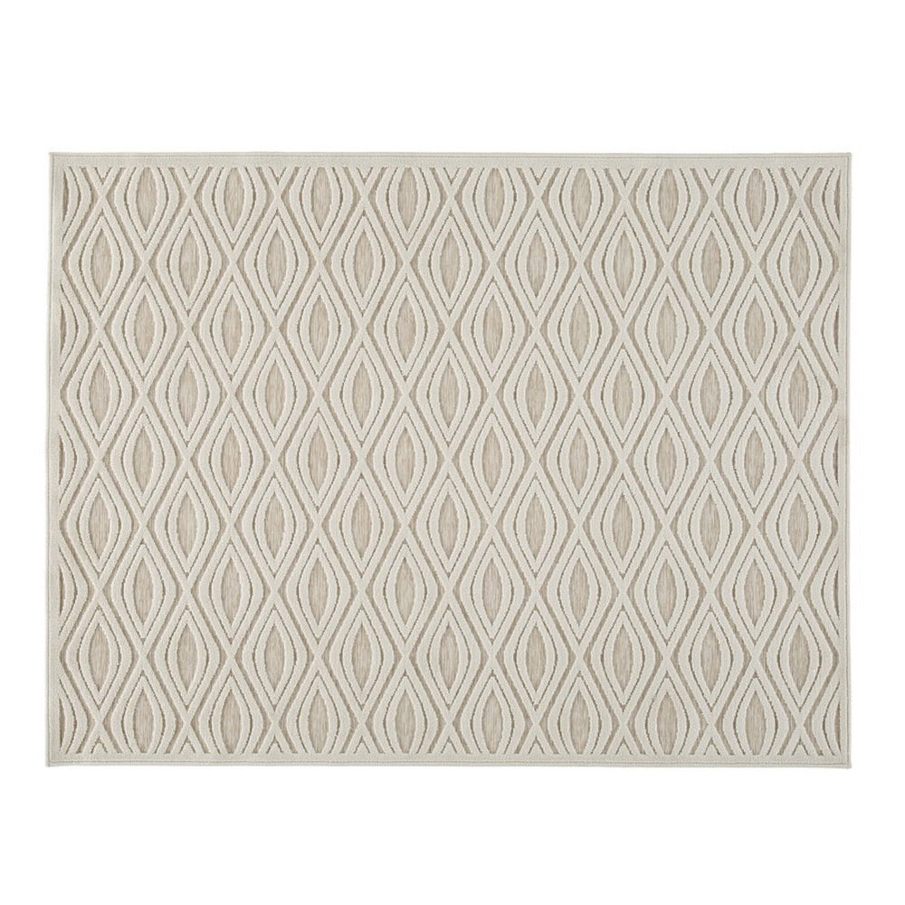 Rectangular Polypropylene Rug with Geometric Pattern Medium Beige By Casagear Home BM227544