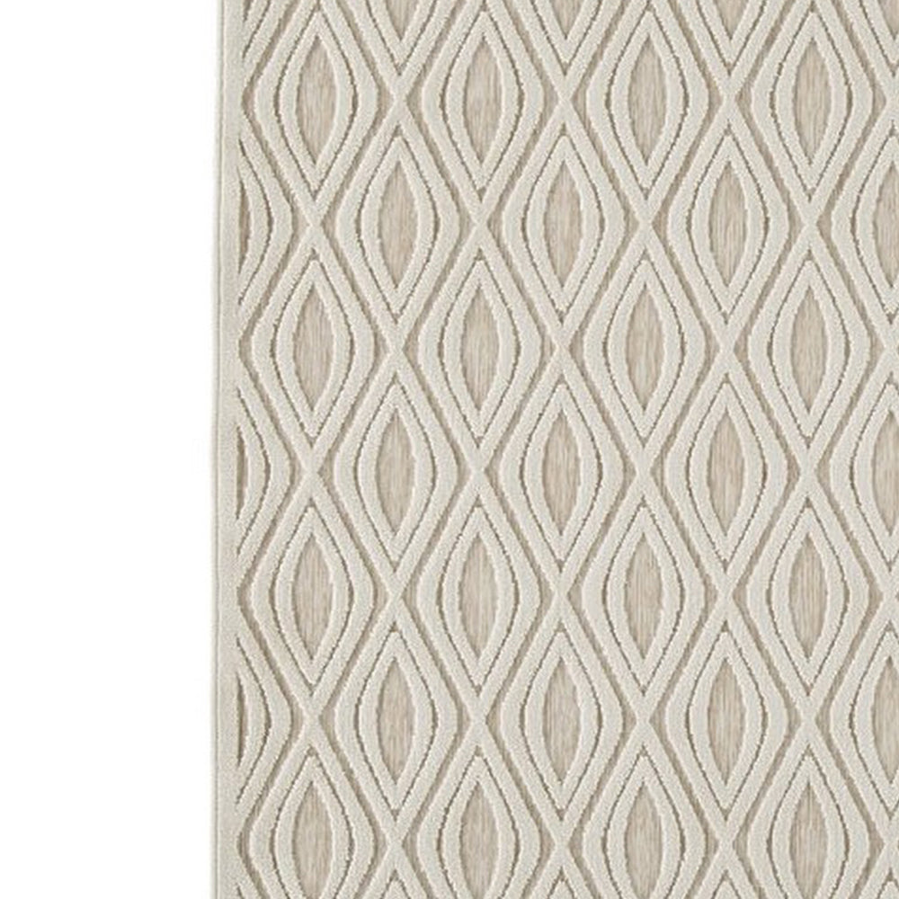 Rectangular Polypropylene Rug with Geometric Pattern Medium Beige By Casagear Home BM227544