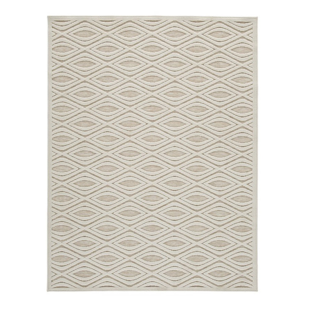 Rectangular Polypropylene Rug with Geometric Pattern Medium Beige By Casagear Home BM227544