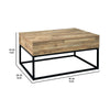 19’ Wood and Metal Lift Top Cocktail Table Brown and Black By Casagear Home BM227573