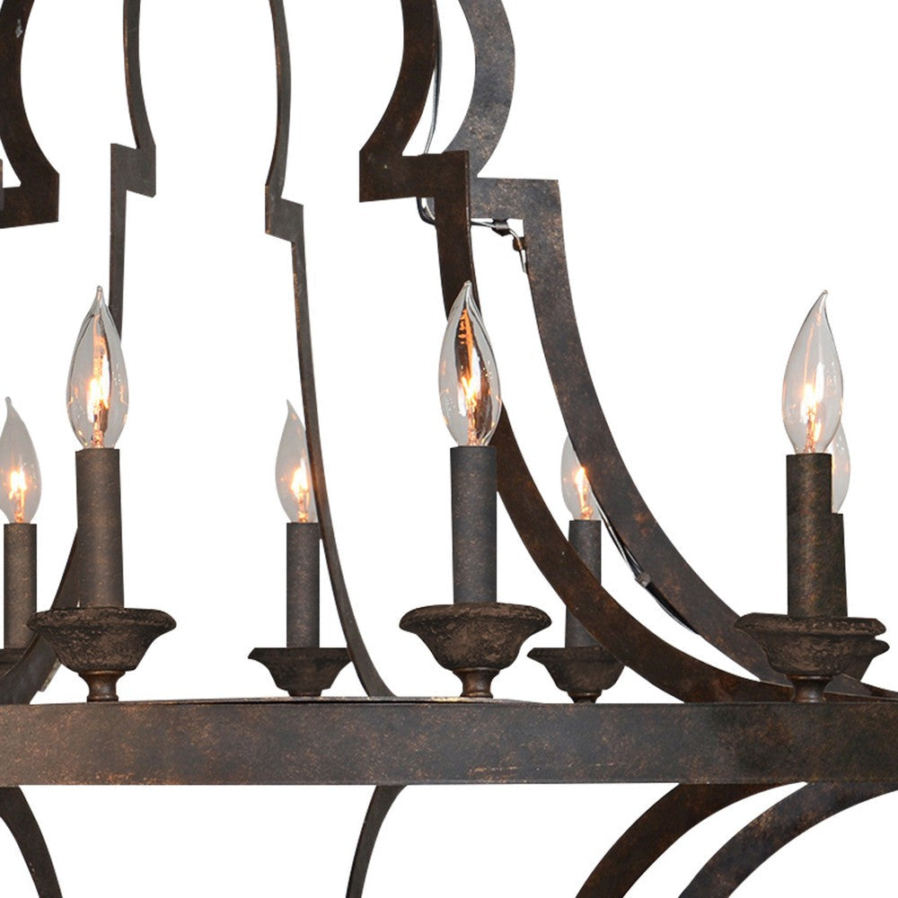 Candelabra Inspired 18 Light Metal Frame Chandelier Large Antique Bronze By Casagear Home BM227720