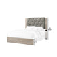 Wooden Queen Bed with Button Tufted Upholstered Headboard Gray and Cream By Casagear Home BM228554