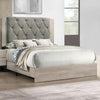 Wooden California king Bed with Button Tufted Headboard Gray and Cream By Casagear Home BM228555