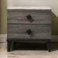 2 Drawer Wooden Nightstand with Grains and Angled Legs, Gray By Casagear Home