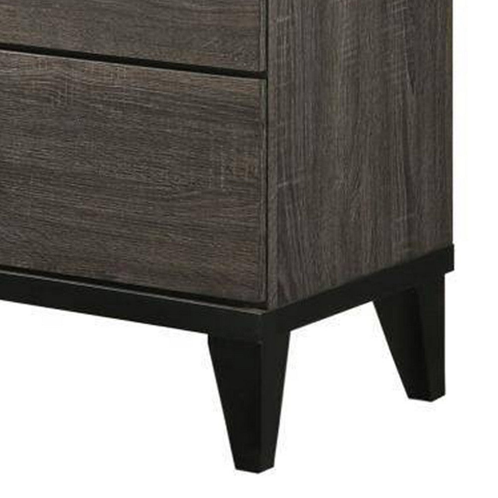 6 Drawer Wooden Dresser with Grains and Angled Legs Gray By Casagear Home BM228559