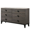 6 Drawer Wooden Dresser with Grains and Angled Legs, Gray By Casagear Home