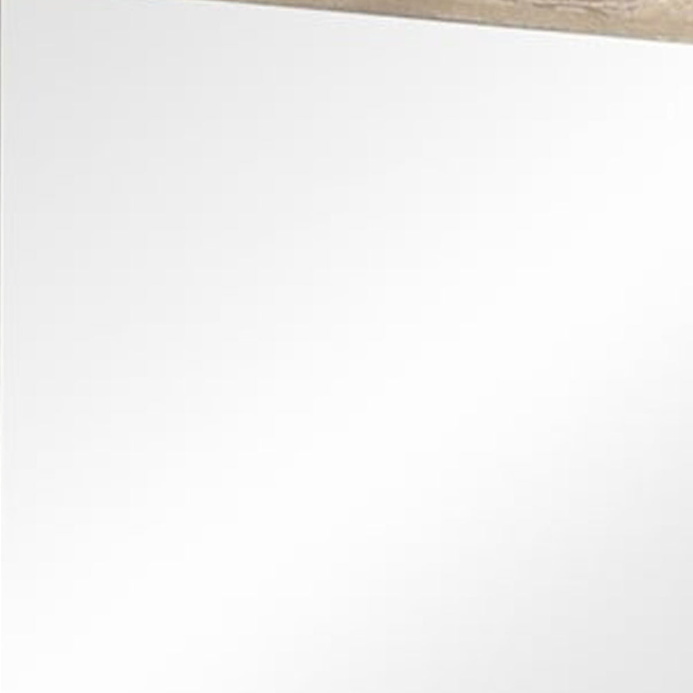 Transitional Style Grained Wood Encased Square Mirror Cream By Casagear Home BM228562