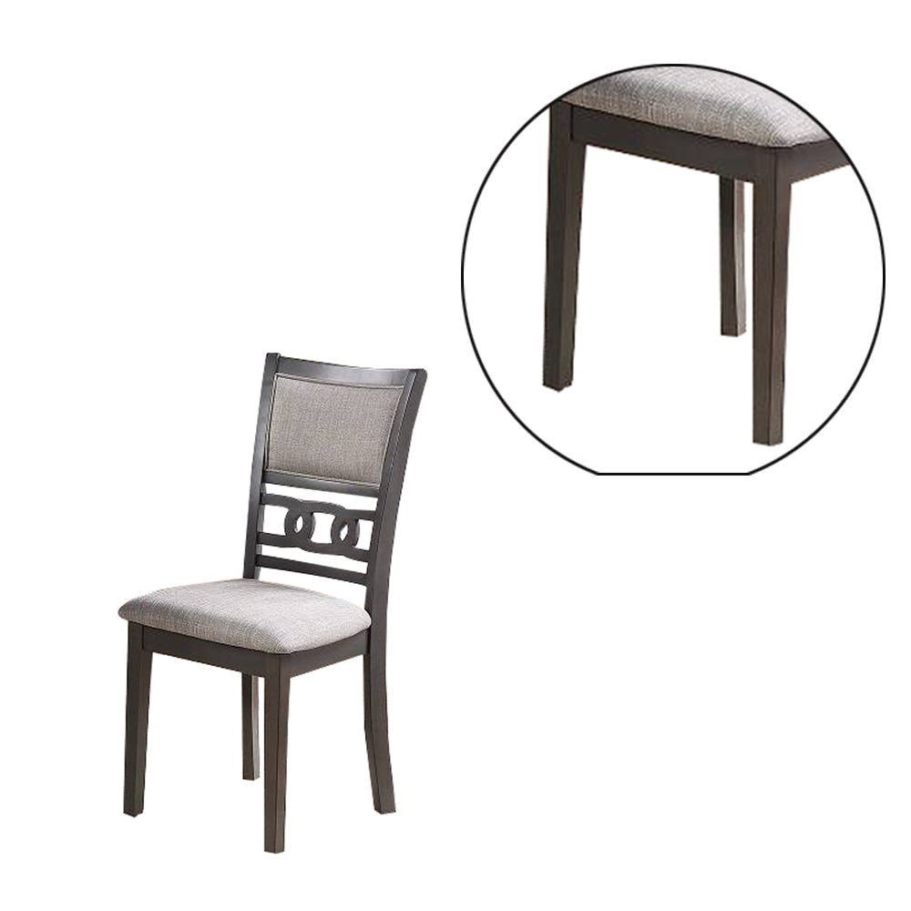 Fabric Upholstered Dining Chair with Panel Back Knot Cut Outs Set of 2 Gray By Casagear Home BM228572