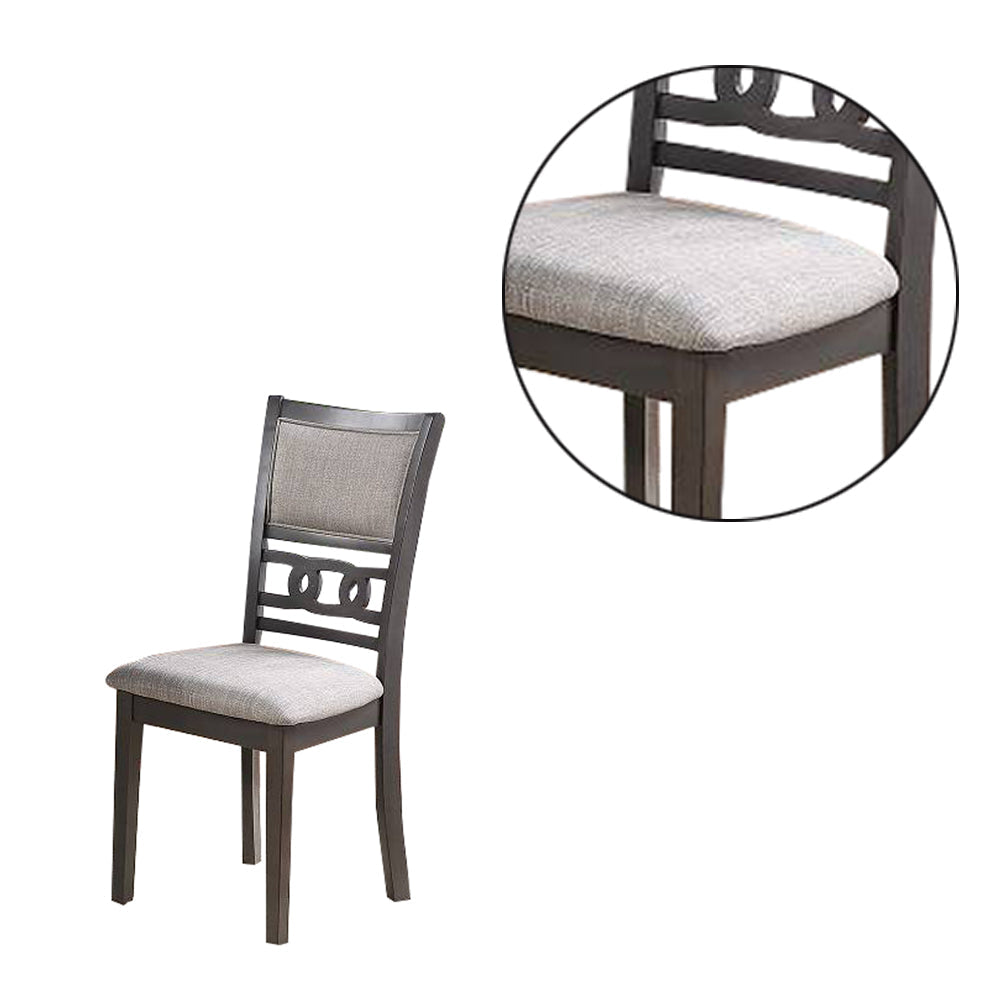 Fabric Upholstered Dining Chair with Panel Back Knot Cut Outs Set of 2 Gray By Casagear Home BM228572