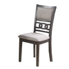 Fabric Upholstered Dining Chair with Panel Back Knot Cut Outs Set of 2 Gray By Casagear Home BM228572