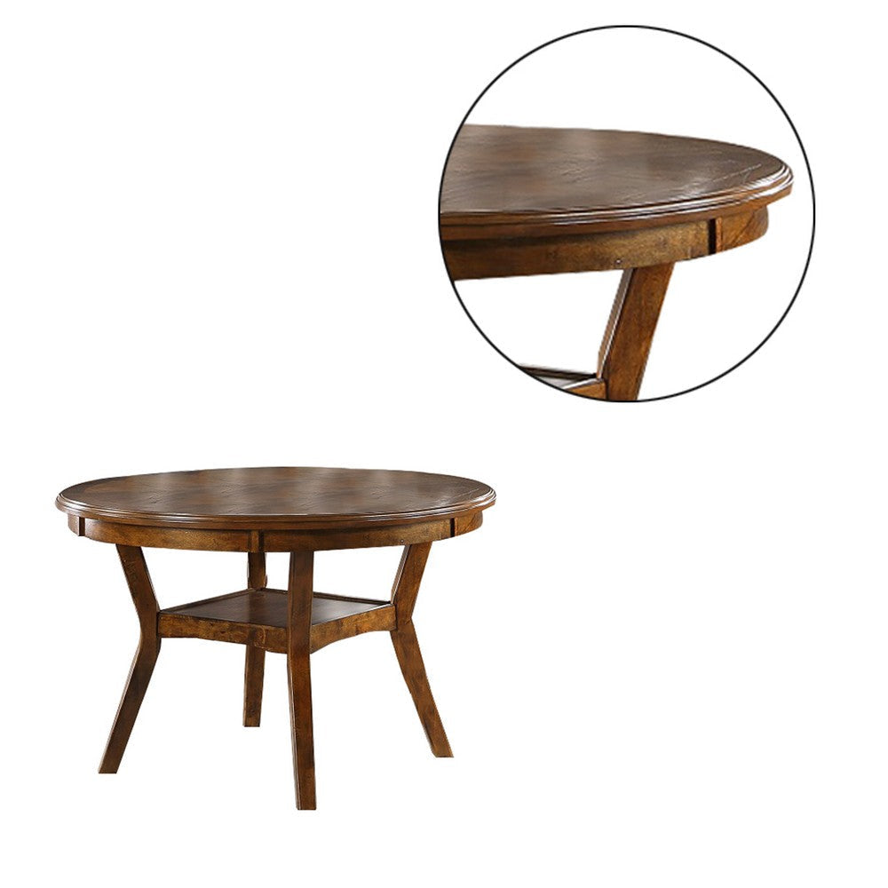 Round Top Wooden Dining Table with Boomerang Legs Walnut Brown By Casagear Home BM228573