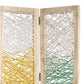 3 Panel Wooden Screen with Woven Reinforced Yarn Multicolor By Casagear Home BM228614