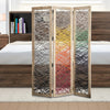 3 Panel Wooden Screen with Woven Reinforced Yarn Multicolor By Casagear Home BM228614