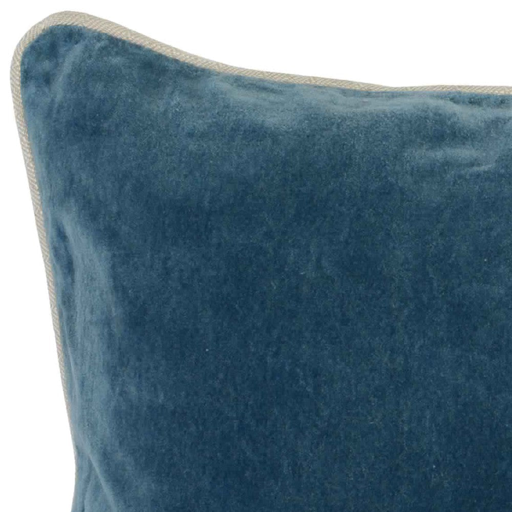 Rectangular Fabric Throw Pillow with Solid Color and Piped Edges Blue By Casagear Home BM228811