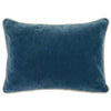 Rectangular Fabric Throw Pillow with Solid Color and Piped Edges, Blue By Casagear Home