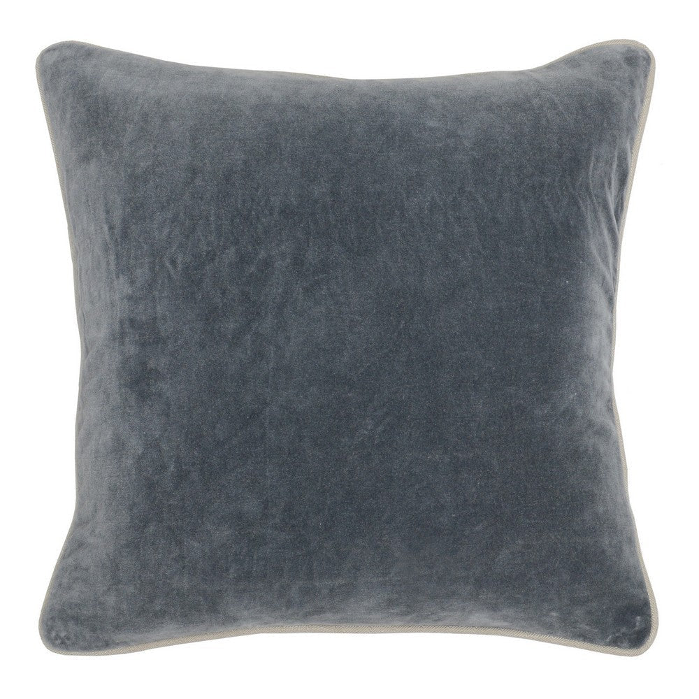 Square Fabric Throw Pillow with Solid Color and Piped Edges, Gray By Casagear Home