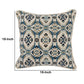 Fabric Throw Pillow with Medallion Print Cream and Blue By Casagear Home BM228869