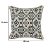 Fabric Throw Pillow with Medallion Print Cream and Blue By Casagear Home BM228869