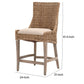 Wicker and Fabric Counter Stool with Wood Frame Set of 2 Brown and Gray By Casagear Home BM228941