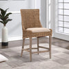 Wicker and Fabric Counter Stool with Wood Frame Set of 2 Brown and Gray By Casagear Home BM228941