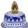 14.5 Inch Urn Shaped Ceramic Jar with Lid and Gold Accent Blue By Casagear Home BM228954