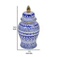 14.5 Inch Urn Shaped Ceramic Jar with Lid and Gold Accent Blue By Casagear Home BM228954