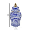 14.5 Inch Urn Shaped Ceramic Jar with Lid and Gold Accent Blue By Casagear Home BM228954