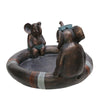 10 Inches Polyresin Frame Dad and Son Elephant Bird Bath Bronze By Casagear Home BM228974