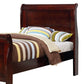 Twin Size Wooden Sleigh Bed with Panel Legs Cherry By Casagear Home BM229171