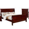 Queen Size Sleigh Wooden 5 Piece Bedroom Set Cherry By Casagear Home BM229178