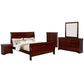 Queen Size Sleigh Wooden 5 Piece Bedroom Set, Cherry By Casagear Home