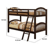 Wooden Twin Over Twin Bunk Bed with Slatted Arched Headboard Dark Brown By Casagear Home BM229207