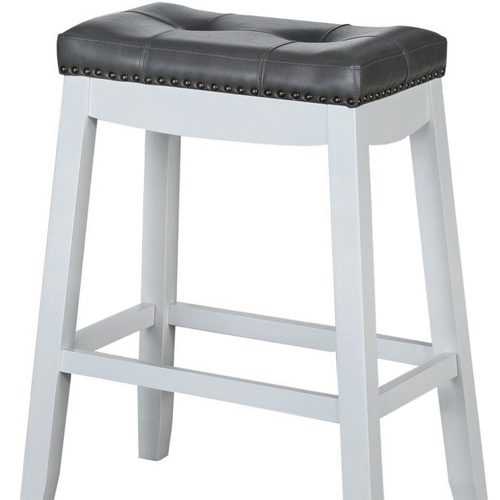 29’’ Wooden Bar Height Stool Set of 2 White and Gray by Casagear Home BM229259