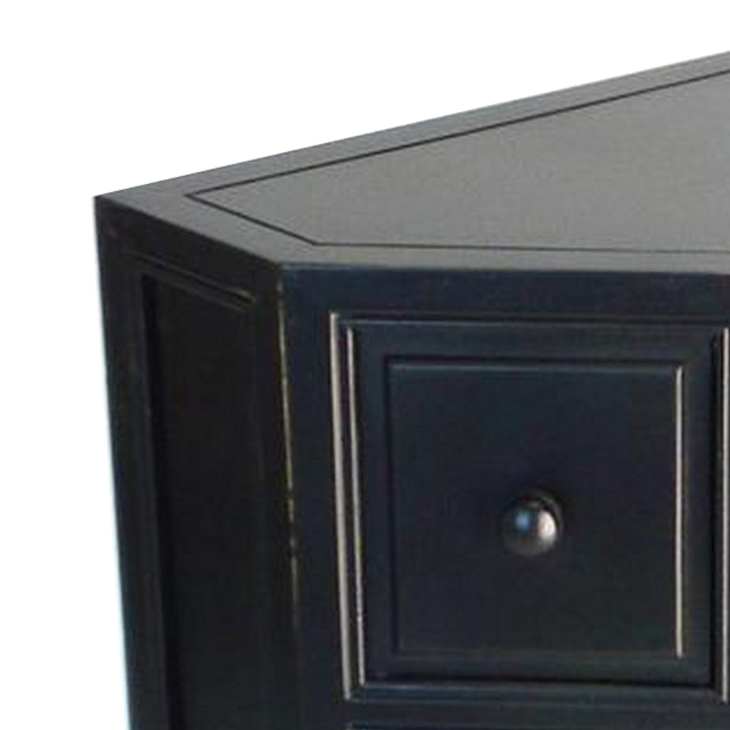 30 Inch Wooden 2 Door Corner Cabinet with 2 Drawers Black By Casagear Home BM229403