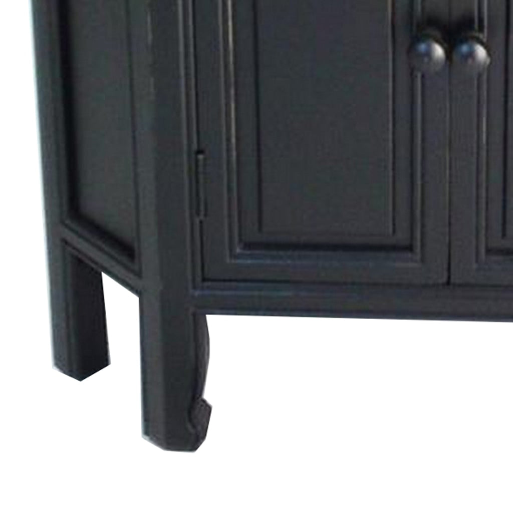 30 Inch Wooden 2 Door Corner Cabinet with 2 Drawers Black By Casagear Home BM229403