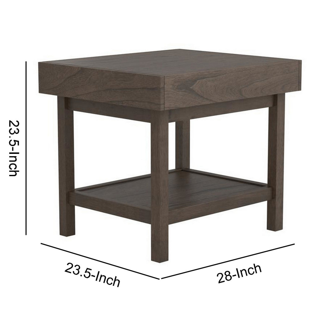 28’’ 1 Hidden Drawer Wooden End Table Taupe Gray By Casagear Home BM229635