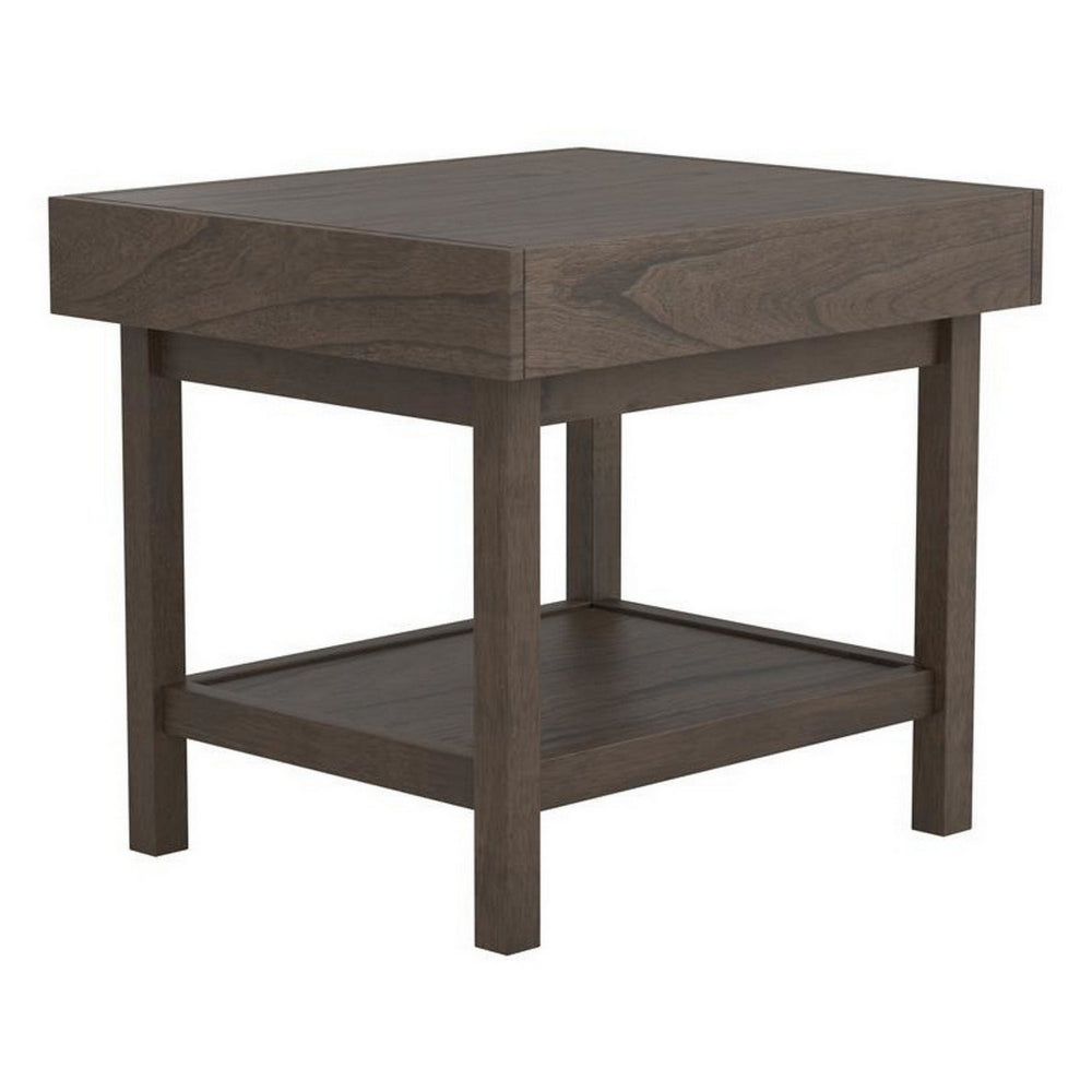 28’’ 1 Hidden Drawer Wooden End Table Taupe Gray By Casagear Home BM229635