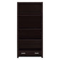 Wooden Bookcase with 3 Shelves and 1 Drawer Dark Brown By Casagear Home BM229684